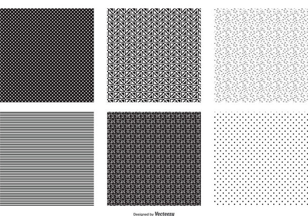 Seamless Black and White Vector Patterns - vector gratuit #425399 