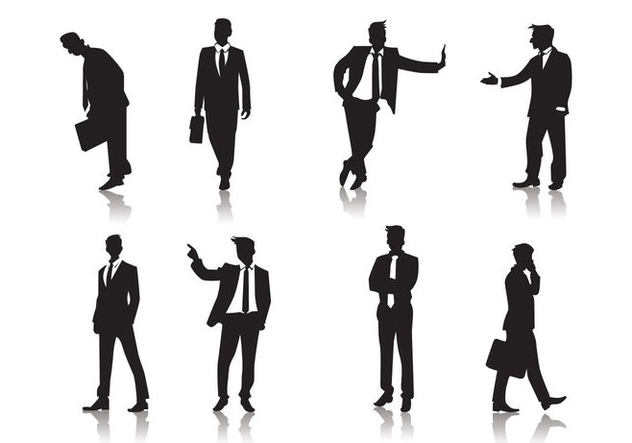 Standing Men People Silhouettes Vector - Free vector #425759