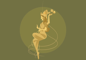 Illustration of Sitting Goddess Lakshmi Vector - Free vector #426239