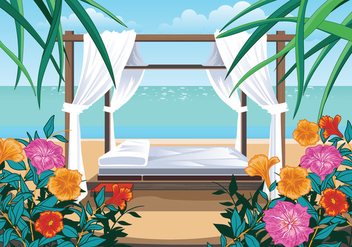 A Beautiful Beach and Cabana - vector #426519 gratis