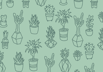 Green Cactus and Succulents Pattern - бесплатный vector #426889