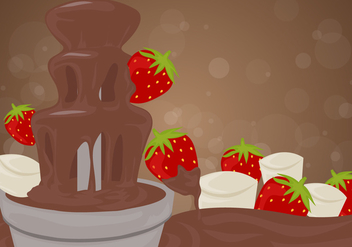 Chocolate Fountain Background with Strawberries Vector - бесплатный vector #427719