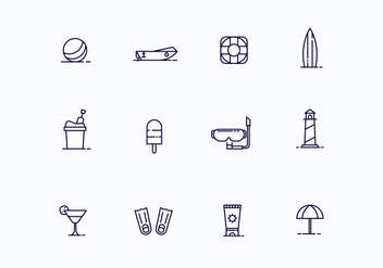 Beach Icons in Outline Style - vector gratuit #428599 