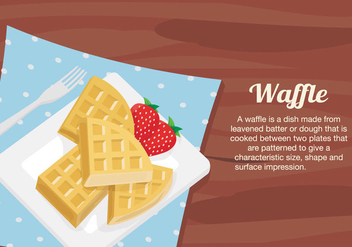Waffles Dessert Plate On Table Vector Illustration - бесплатный vector #428889