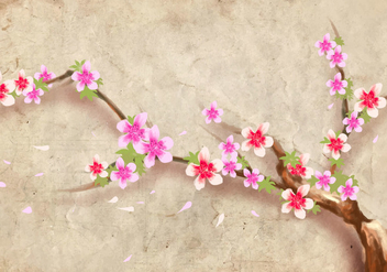 Japanese Style Peach Blossom Flower Background Vector - vector #429039 gratis