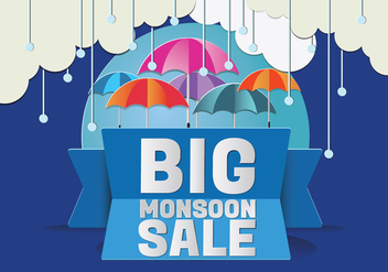 Monsoon Season Raining Drops with Umbrella Vector - Kostenloses vector #429189