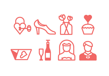 Linear Wedding Ceremony Icons - Free vector #429559