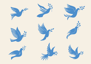 Set of Dove or Paloma The Peace of Symbol Minimalist Illustration - Kostenloses vector #430129