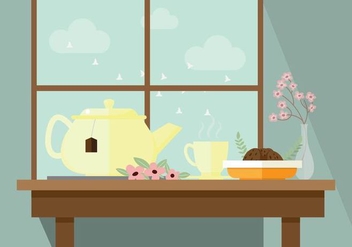 Pleasant Morning Tea Vector Illustration - Kostenloses vector #430319