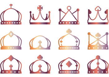 Lineart Crown Icons - vector gratuit #431569 