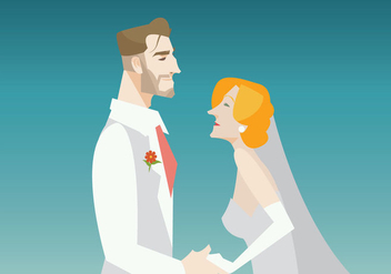 Smiling Groom And Bride Vector - Free vector #431639
