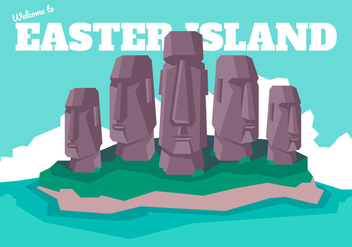 Easter Island Poscard Vector Illustration - vector gratuit #431719 