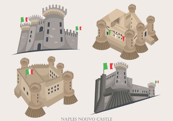 Naples Historical Nouvo Castle Building Vector Illustration - Free vector #431789