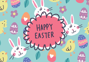 Hand Drawn Happy Easter Background Vector - vector #431869 gratis