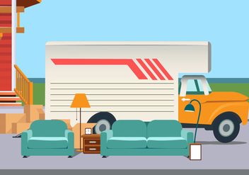 Vector Moving Van With Furniture - бесплатный vector #432129