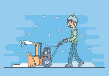 Boy With A Snow Blower Illustration - Free vector #432169