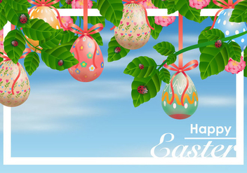 Decorative Easter Egg Hanging from Ribbons Vector - бесплатный vector #432429