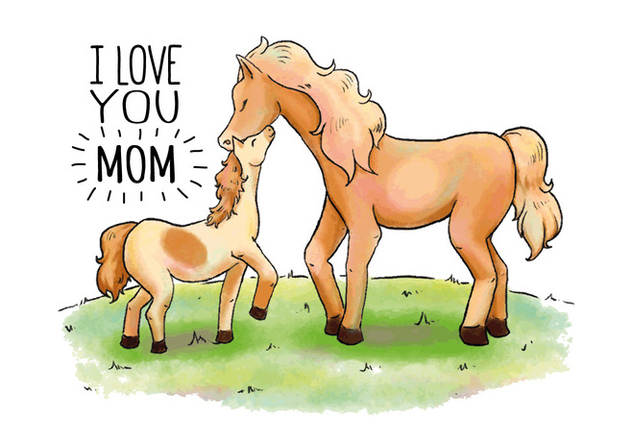 Vector Horse Mom And Baby Hug for Mother's Day - Kostenloses vector #432649