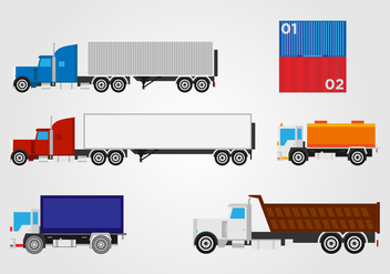 Flat Trucking Container Vector Set - Free vector #432729