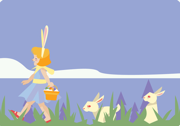 Litle Easter Egg Hunter Girl Vector - Kostenloses vector #433169
