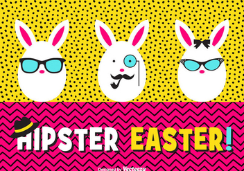 Happy Hipster Easter Eggs Vector Card - Free vector #433459