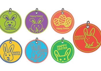 Easter gift tag circle vector set - vector gratuit #433609 
