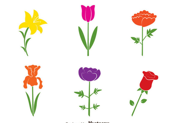 Colorful Flowers Collection Vectors - vector gratuit #433749 
