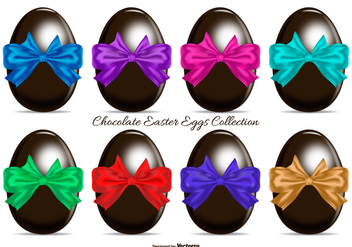 Chocolate Easter Eggs with Colorful Gift Bows - vector #433939 gratis