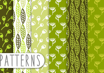 Decorative Green Leaf Pattern Set - vector #434319 gratis