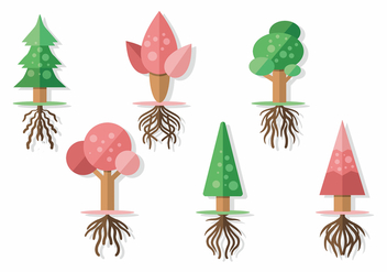 Tree With Roots Vector Set - vector gratuit #434759 