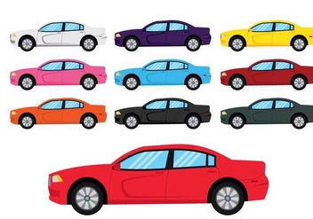 Dodge charger car illustration set - vector #435069 gratis