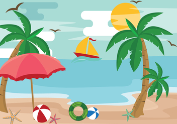 Palm Tree Summertime Vacation Vector - Free vector #435389