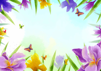 Frame of Iris Flowers Vector - Free vector #435589