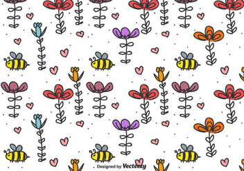 Bee And Flowers Vector Background - vector gratuit #435709 