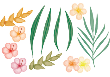 Vector Hand Drawn Tropical Flowers - Free vector #436609