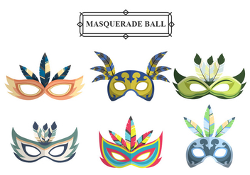 Colorful Masquerade Carnival Masks Vector Set - Free vector #437209