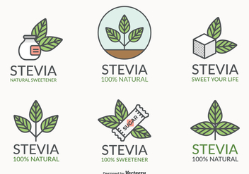 Stevia Leaf Natural Sweetener Vector Logo Set - Kostenloses vector #437629