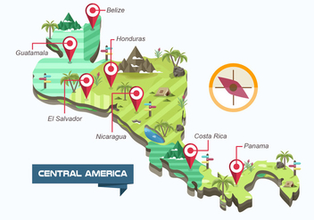 Central America Map Vector Illustration - бесплатный vector #437849