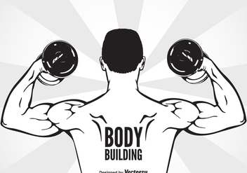 Bodybuilder With Dumbbell Flexing Muscles - Free vector #437879