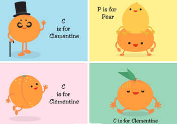 Cute Cartoon Clementine Characters And Faces Vector Set - бесплатный vector #439389