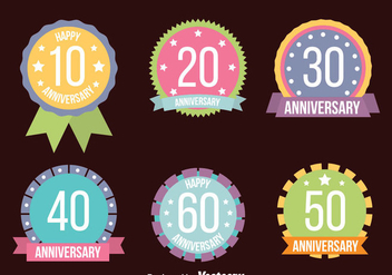 Nice Colored Anniversary Badge Collection Vectors - Free vector #439429