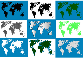 Silhouette World Map Pack - vector #439649 gratis