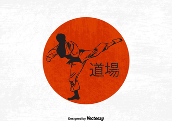 Silhouette Of A Karateka Doing Standing Side Kick - Kostenloses vector #440149