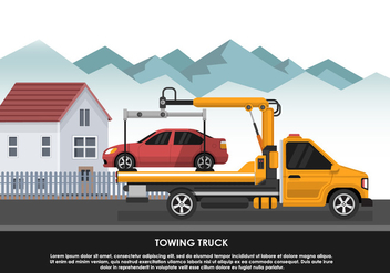 Towing Truck Transportation Emergency Car Vector Illustration - бесплатный vector #440449