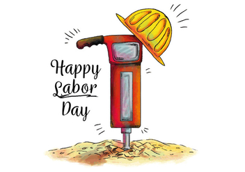 Watercolor Demolition Hammer for Labor Day Vector - бесплатный vector #440489