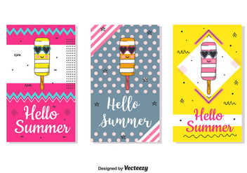 Hello Summer Card Set - Free vector #440549