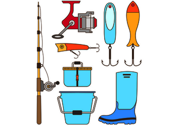 Set Equipment Icon Of Fishing Tackle - vector gratuit #440699 