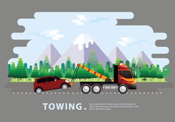 Towing Truck Service Vector Flat Illustration - Kostenloses vector #440769