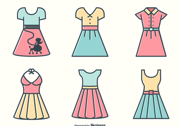 Retro Fifties Dresses And Skirts Vectors - Free vector #440819