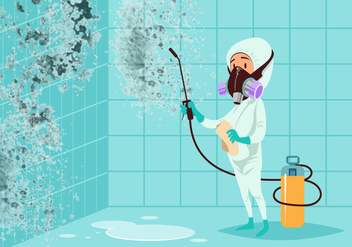 Man Cleaning Moldy Bathroom Vector - бесплатный vector #441039